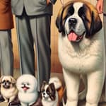 big dog amongst 4 tiny pups at dog show symbolizes importance of headlines that command attention on search results page