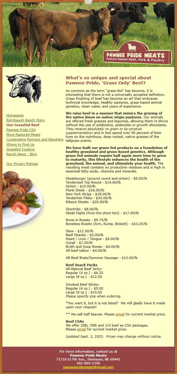 original product page before website redesign